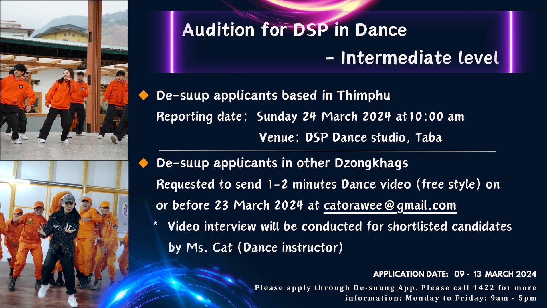 Audition for DSP in Dance